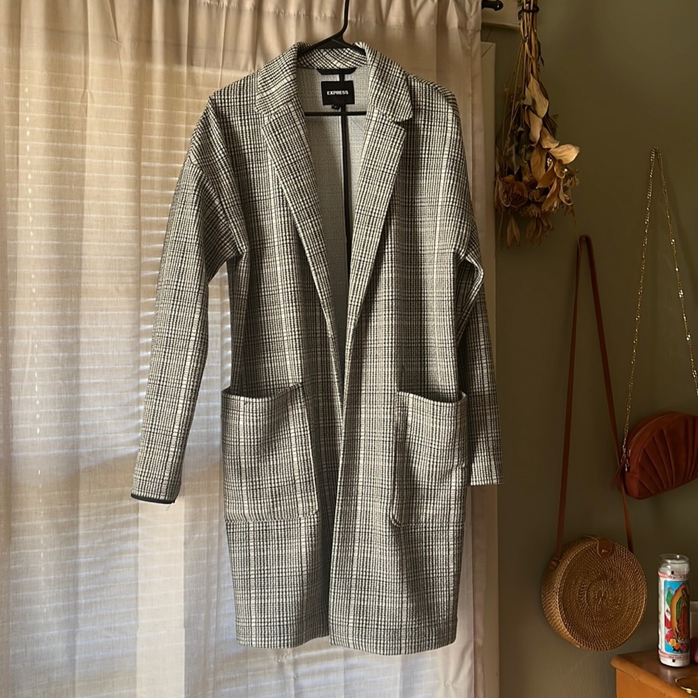 Black And White Oversized Car Coat Jacket | Size S/M
